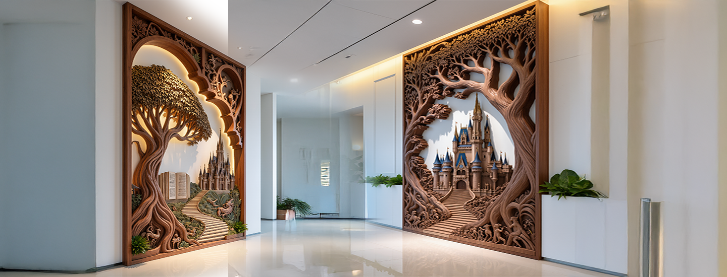 CNC Wood Carving for Office Interiors